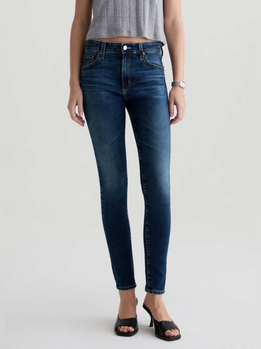 AG The Farrah High-Rise Dark Blue Skinny Jeans - Women
